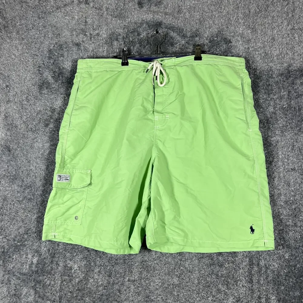 Polo Ralph Lauren Shorts Mens 2XLT Green Swim Trunks Mesh Lined Drawstring